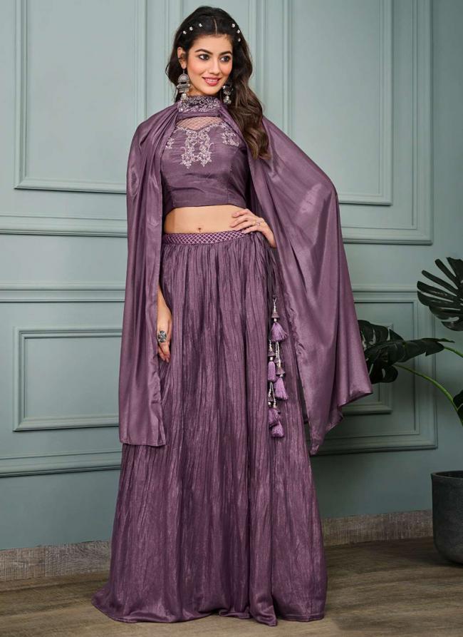 Art Silk Wine Engagement Wear Sequins Work Lehenga Choli